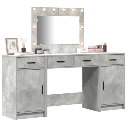 Tavolo da Trucco con cassetto 3 pcs Grigio Legno multistrato