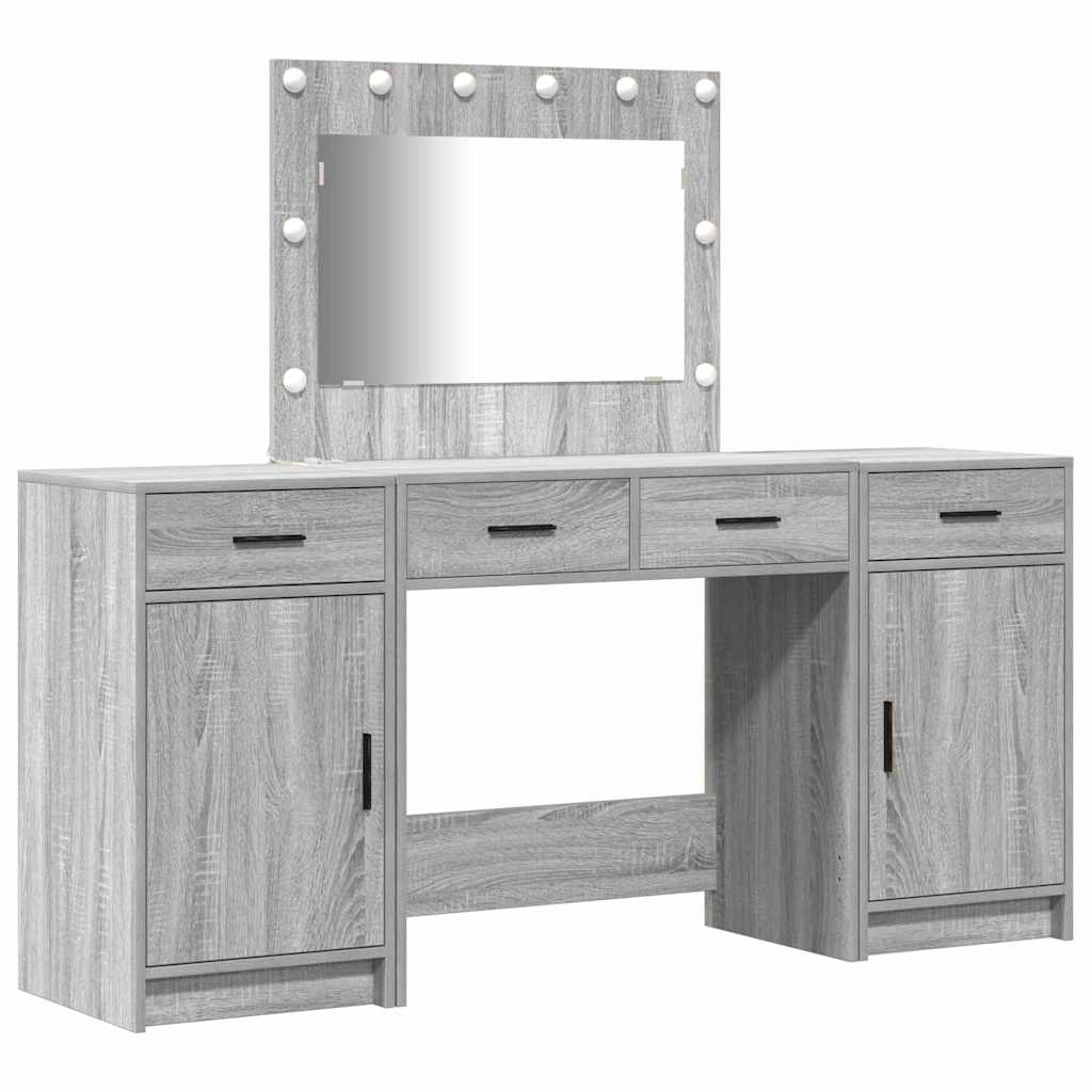 Tavolo da Trucco con cassetto 3 pcs Grigio Legno multistrato