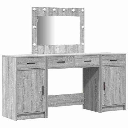 Tavolo da Trucco con cassetto 3 pcs Grigio Legno multistrato