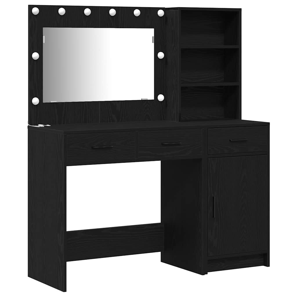 Tavolo da Trucco con cassetto 2 pcs Nero Legno multistrato