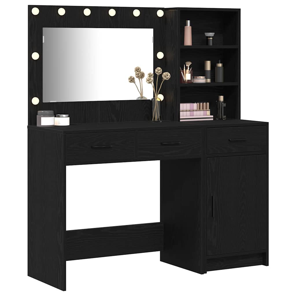 Tavolo da Trucco con cassetto 2 pcs Nero Legno multistrato