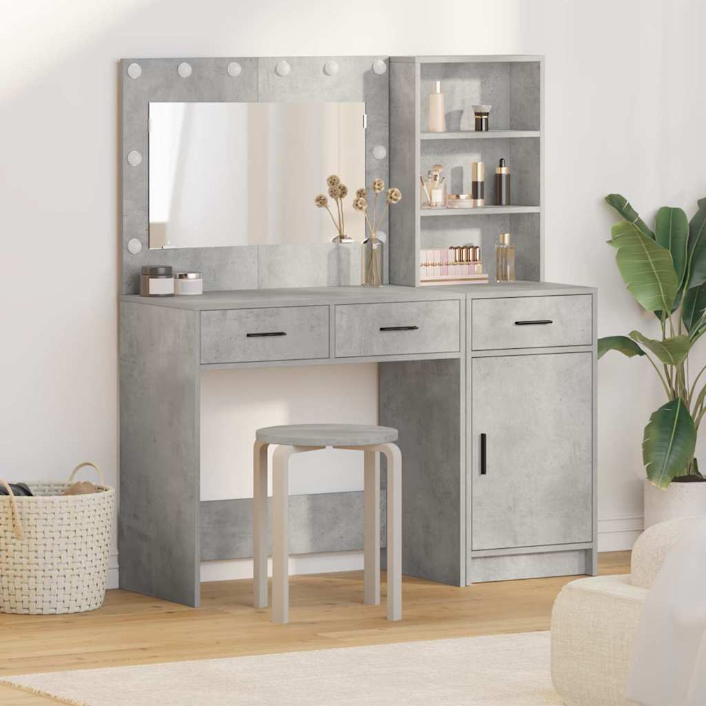 Tavolo da Trucco con cassetto 2 pcs Grigio Legno multistrato