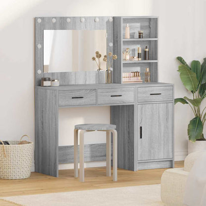 Tavolo da Trucco con cassetto 2 pcs Grigio Legno multistrato