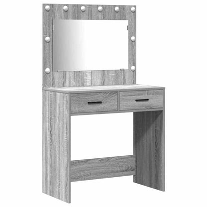 Tavolo da Trucco con cassetto 2 pcs Grigio Legno multistrato