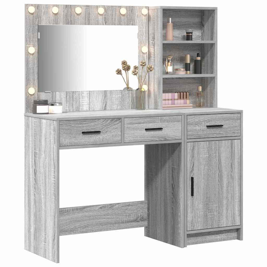 Tavolo da Trucco con cassetto 2 pcs Grigio Legno multistrato