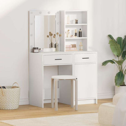 Set da tavolo da trucco con LED 2 pcs Bianco Legno multistrato
