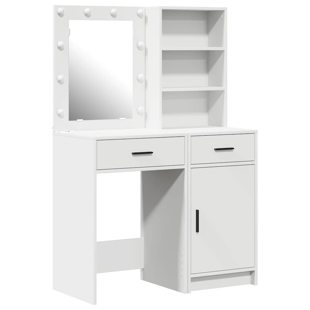 Set da tavolo da trucco con LED 2 pcs Bianco Legno multistrato