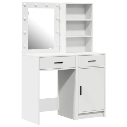 Set da tavolo da trucco con LED 2 pcs Bianco Legno multistrato