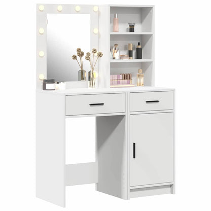 Set da tavolo da trucco con LED 2 pcs Bianco Legno multistrato