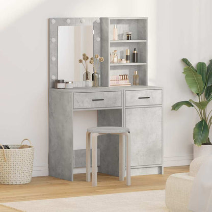 Set da tavolo da trucco con LED con porta 2 pcs Grigio cemento