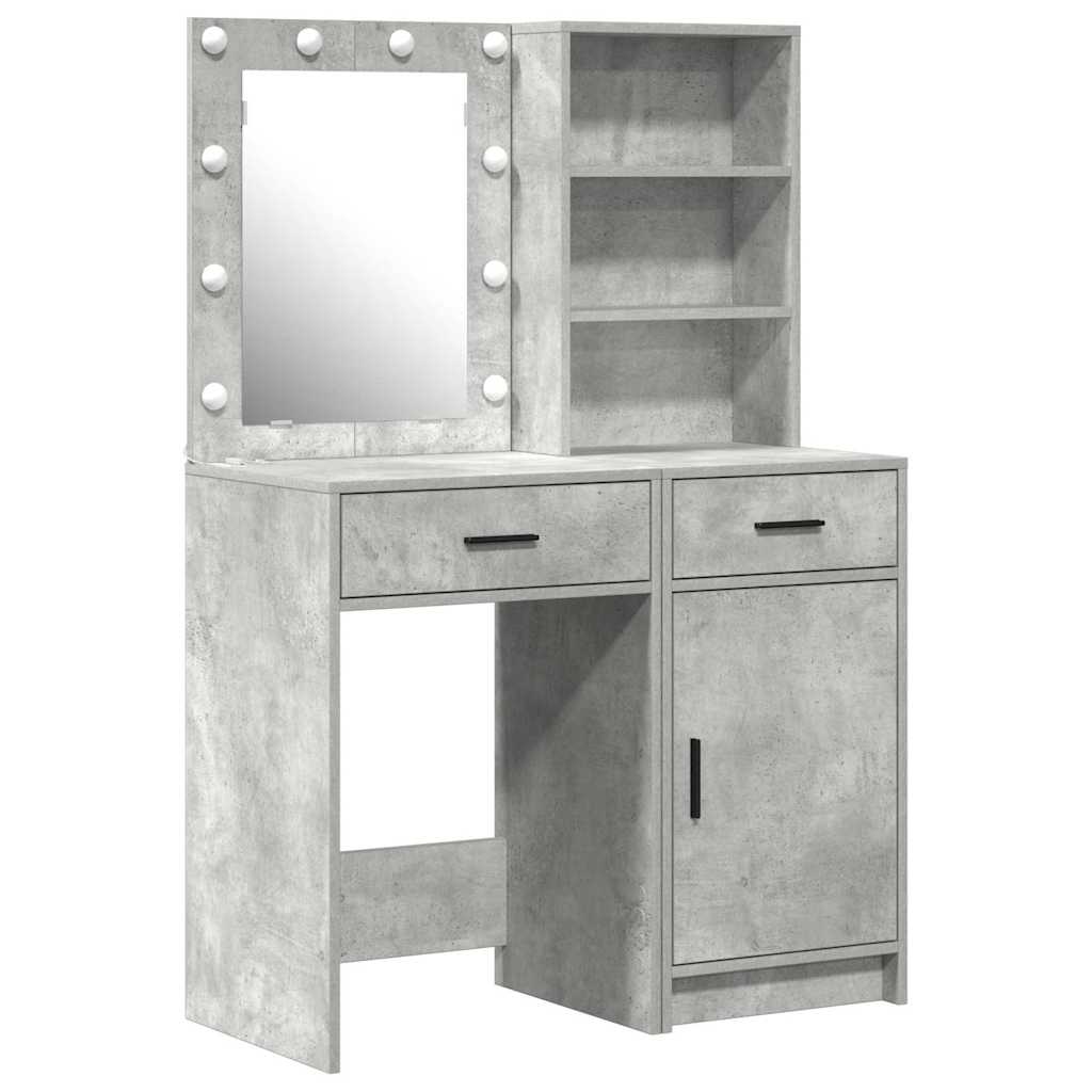 Set da tavolo da trucco con LED con porta 2 pcs Grigio cemento