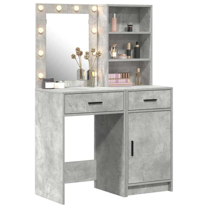Set da tavolo da trucco con LED con porta 2 pcs Grigio cemento