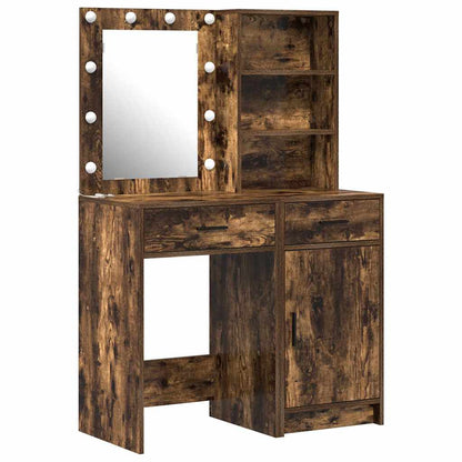 Set da tavolo da trucco con LED con cassetto 2 pcs Rovere fumÃ©