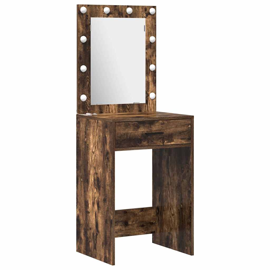 Set da tavolo da trucco con LED con cassetto 2 pcs Rovere fumÃ©