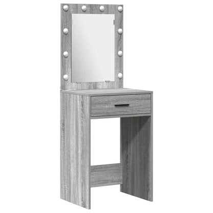 Set da tavolo da trucco con LED con porta 2 pcs Grigio Sonoma