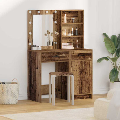 Set da tavolo da trucco con LED con porta 2 pcs Legno vecchio