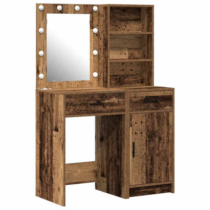 Set da tavolo da trucco con LED con porta 2 pcs Legno vecchio