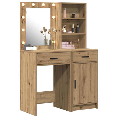 Set da tavolo da trucco con LED 2 pcs Rovere artigianale