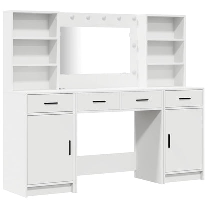 Set da tavolo da trucco con LED 3 pcs Bianco Legno multistrato