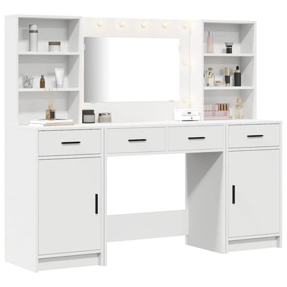 Set da tavolo da trucco con LED 3 pcs Bianco Legno multistrato