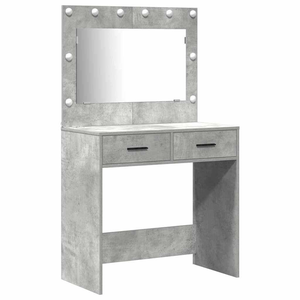 Set da tavolo da trucco con LED con porta 3 pcs Grigio cemento