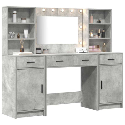 Set da tavolo da trucco con LED con porta 3 pcs Grigio cemento