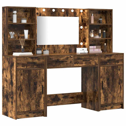 Set da tavolo da trucco con LED con cassetto 3 pcs Rovere fumÃ©