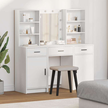 Set da tavolo da trucco con LED 3 pcs Bianco Legno multistrato