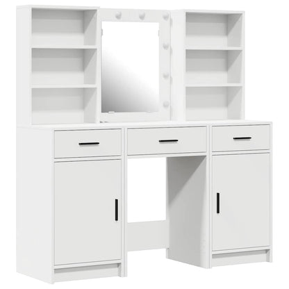 Set da tavolo da trucco con LED 3 pcs Bianco Legno multistrato