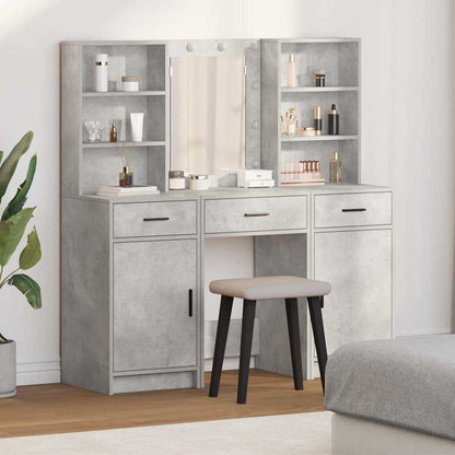 Set da tavolo da trucco con LED con porta 3 pcs Grigio cemento