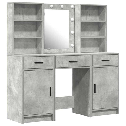 Set da tavolo da trucco con LED con porta 3 pcs Grigio cemento