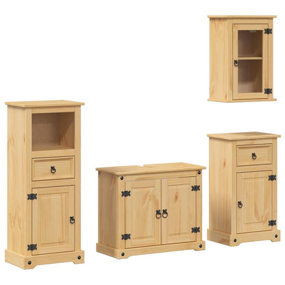 Set Mobili da Bagno 4 pz Corona in Legno Massello di Pino