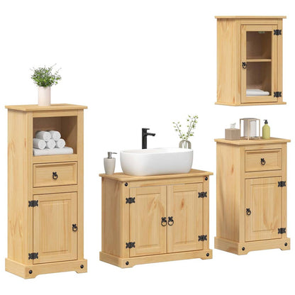 Set Mobili da Bagno 4 pz Corona in Legno Massello di Pino