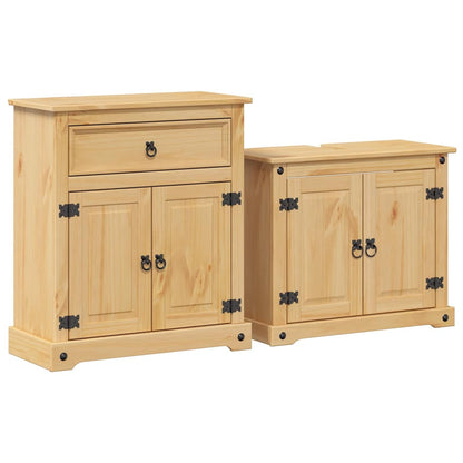 Set Mobili da Bagno 2 pz Corona in Legno Massello di Pino