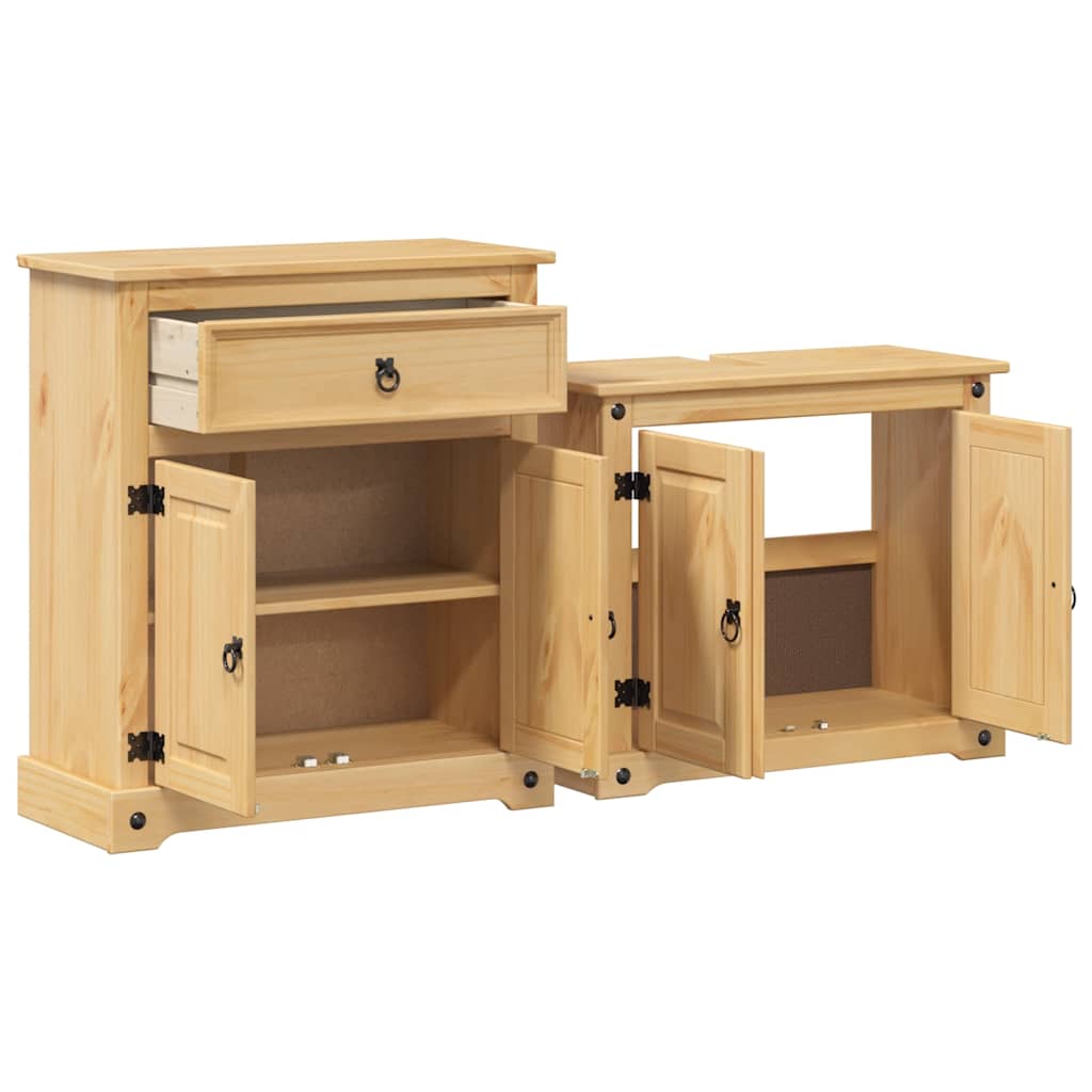 Set Mobili da Bagno 2 pz Corona in Legno Massello di Pino