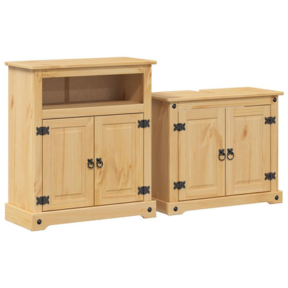 Set Mobili da Bagno 2 pz Corona in Legno Massello di Pino
