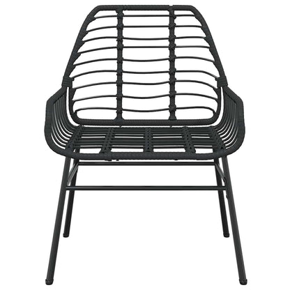Set Mobili da Pranzo per Giardino 3 pz Nero Polyrattan Vetro