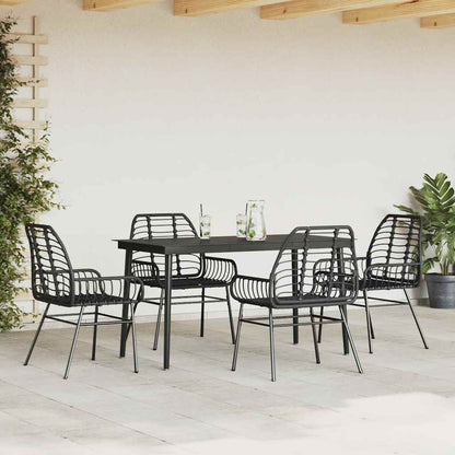 Set Mobili da Pranzo per Giardino 5 pz Nero Polyrattan Vetro