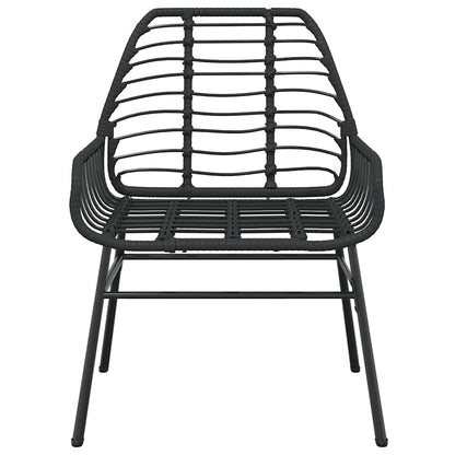 Set Mobili da Pranzo per Giardino 5 pz Nero Polyrattan Vetro
