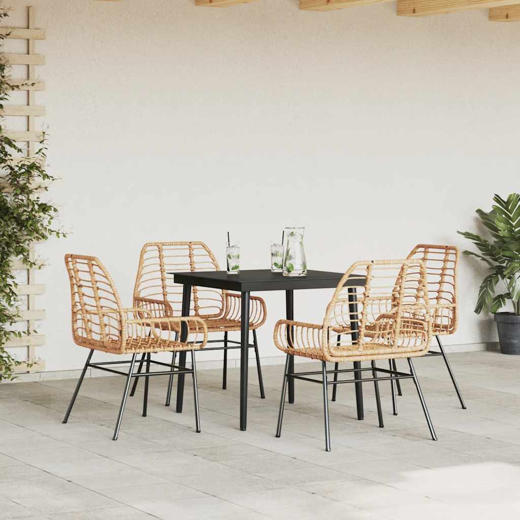 Set da Pranzo da Giardino 5pz Polyrattan Vetro