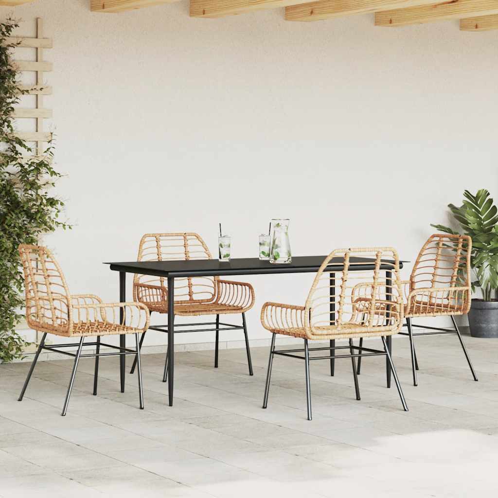 Set da Pranzo da Giardino 5pz Polyrattan Vetro