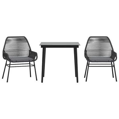 Set da Pranzo da Giardino 3 pz con Cuscini Polyrattan Vetro