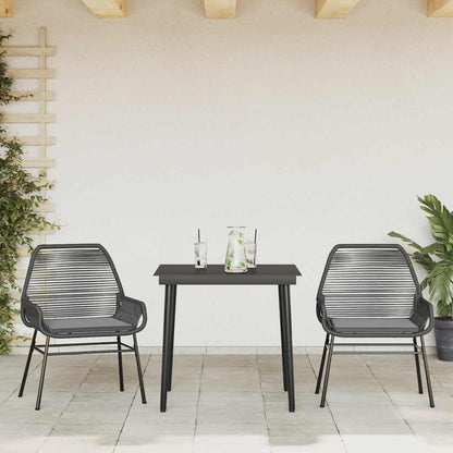 Set da Pranzo da Giardino 3 pz con Cuscini Polyrattan Vetro