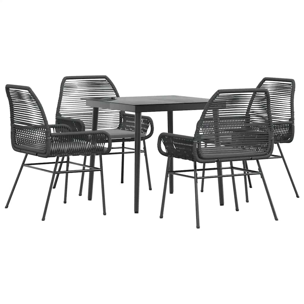 Set da Pranzo da Giardino con Cuscini 5 pz Polyrattan Vetro