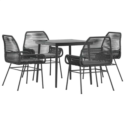 Set da Pranzo da Giardino con Cuscini 5 pz Polyrattan Vetro