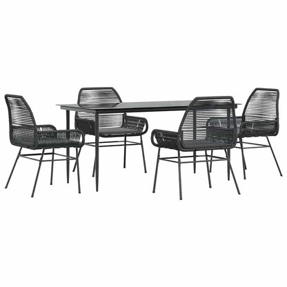 Set da Pranzo da Giardino con Cuscini 5 pz Polyrattan Vetro