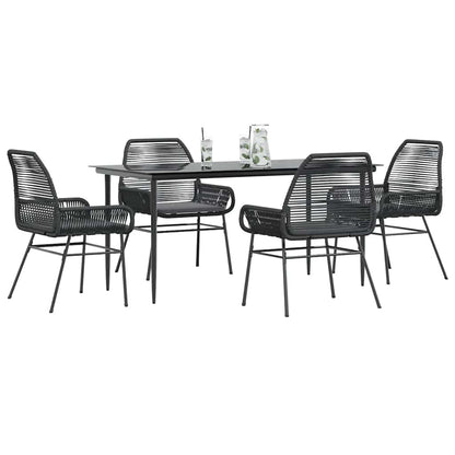 Set da Pranzo da Giardino con Cuscini 5 pz Polyrattan Vetro