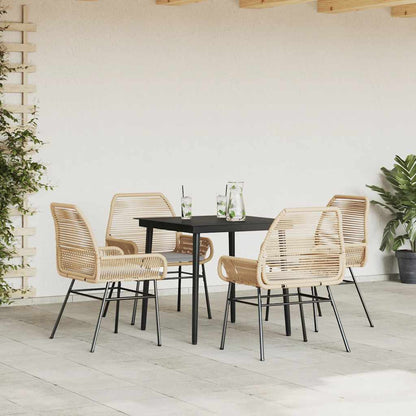 Set da Pranzo da Giardino 5pz con Cuscini Polyrattan Vetro