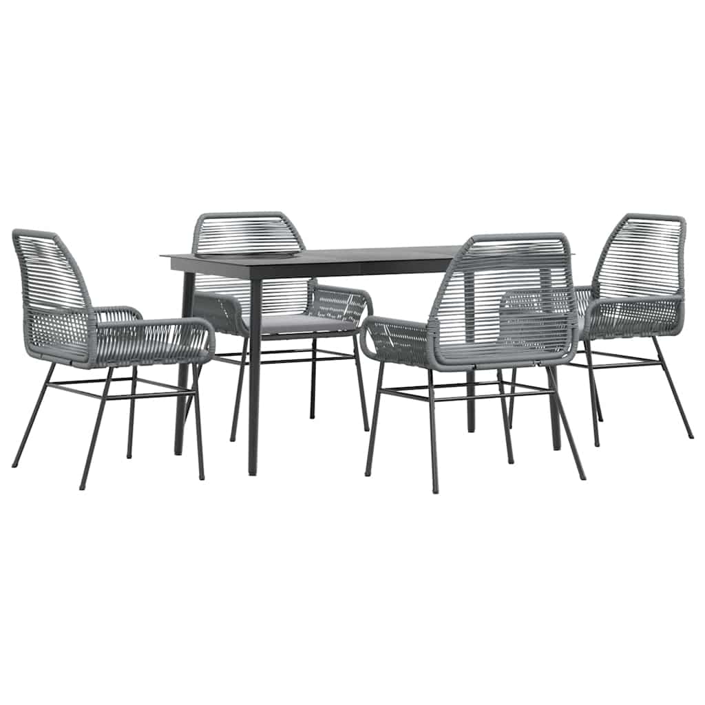 Set da Pranzo da Giardino 5 pz con Cuscini Polyrattan Vetro