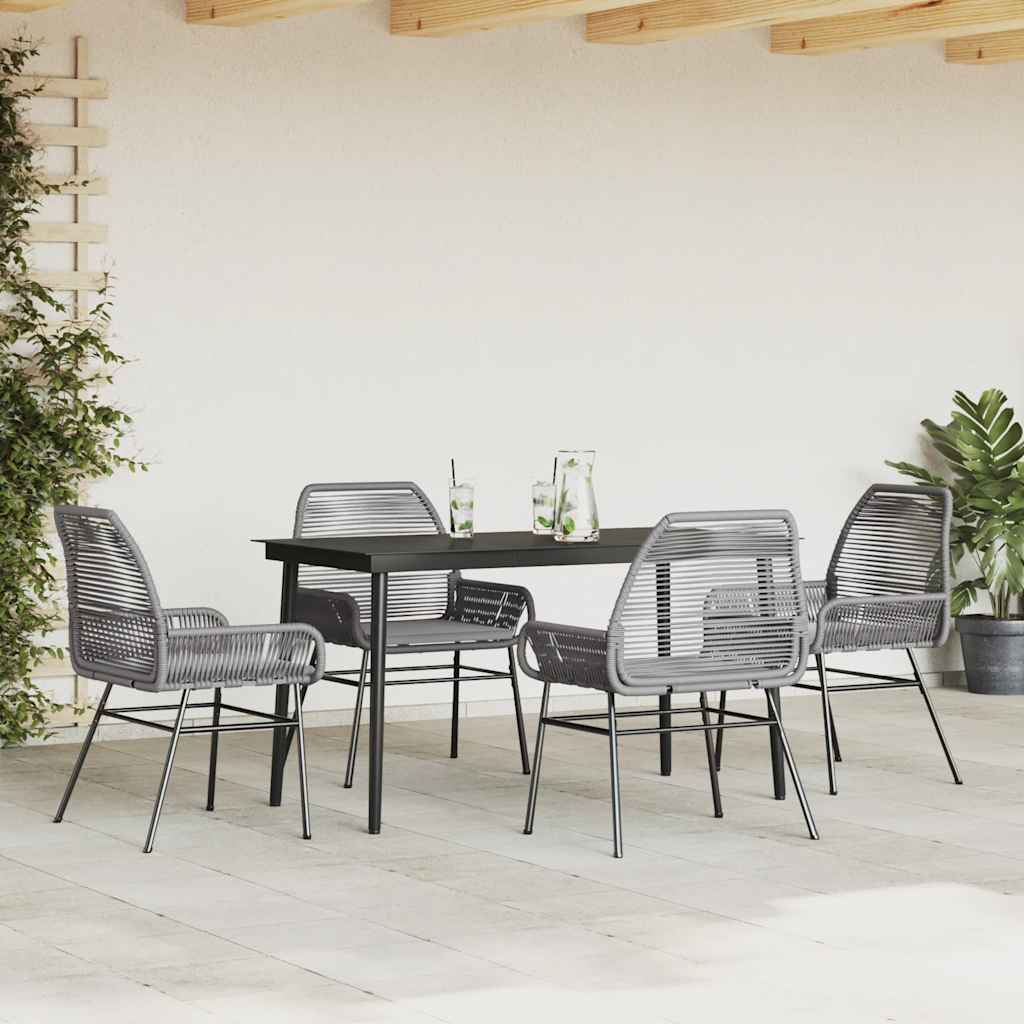 Set da Pranzo da Giardino 5 pz con Cuscini Polyrattan Vetro